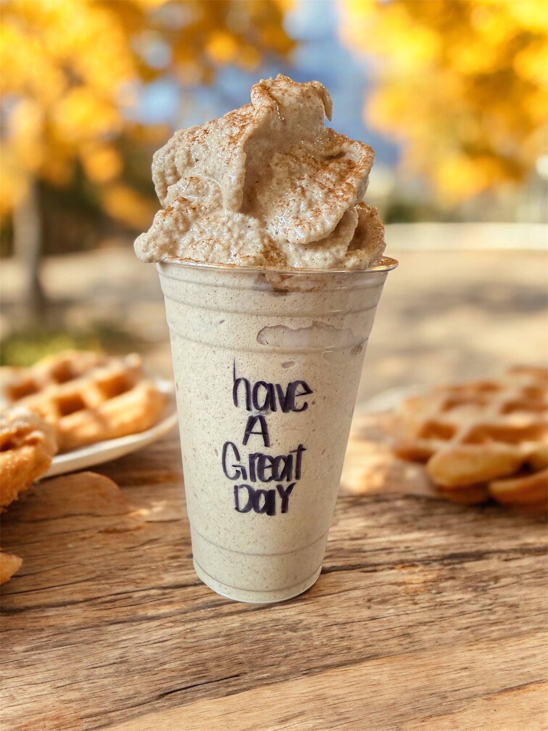 HB Protein Smoothies shake topped with whipped cream
