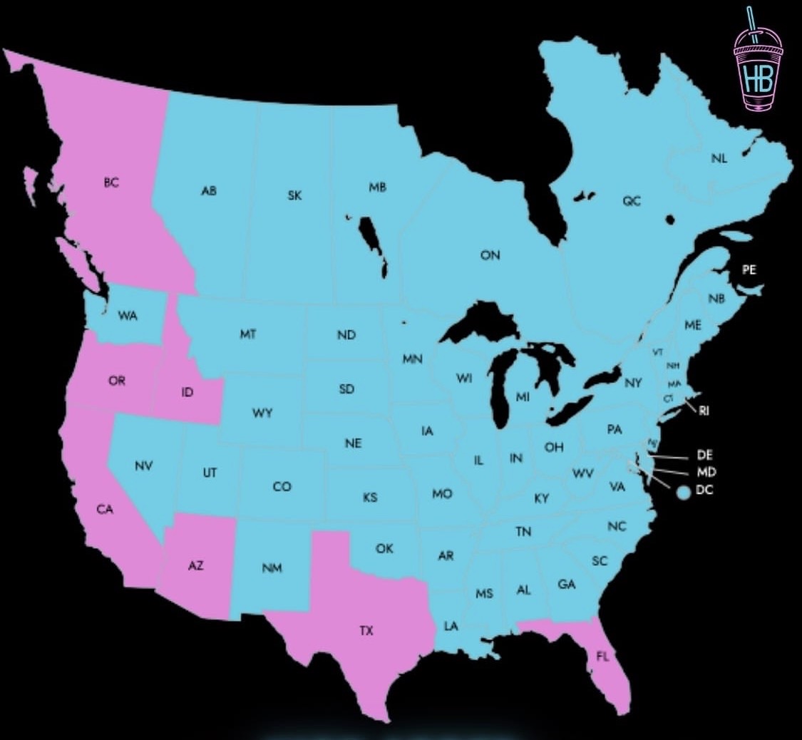 HB Protein Smoothies territory availability map