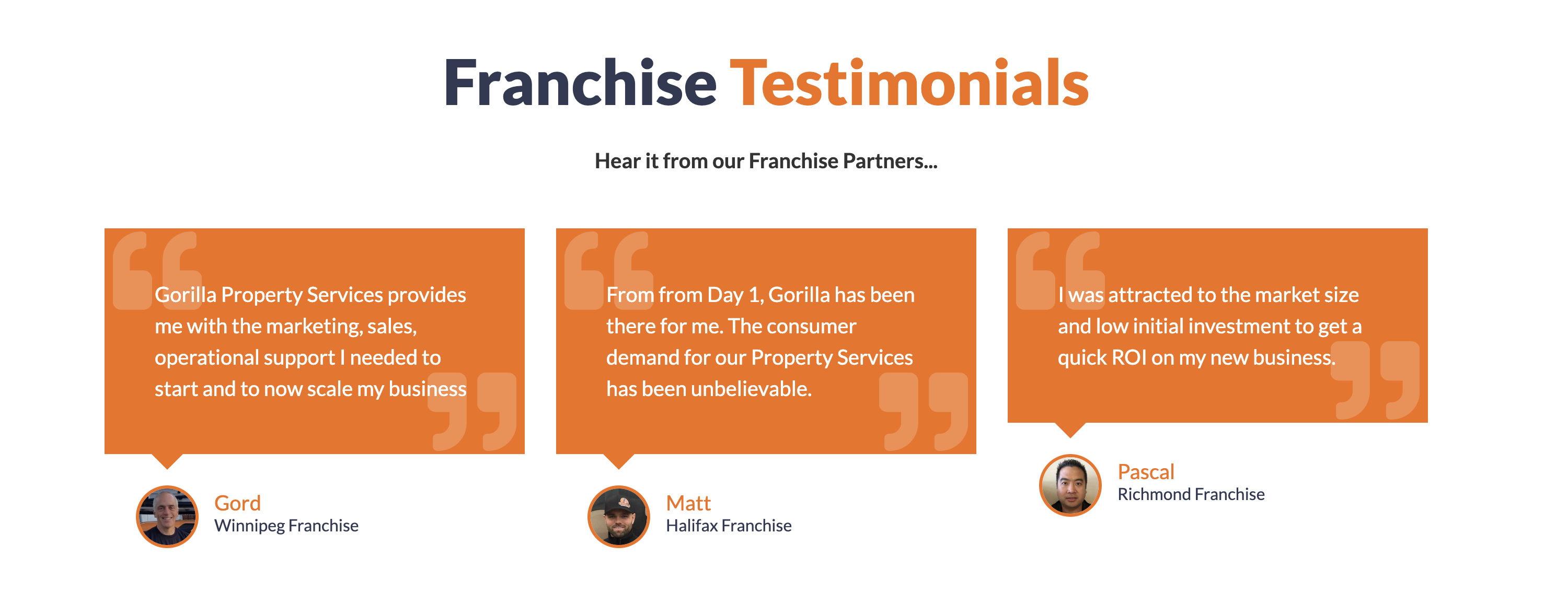 Gorilla Property Services franchise testimonials