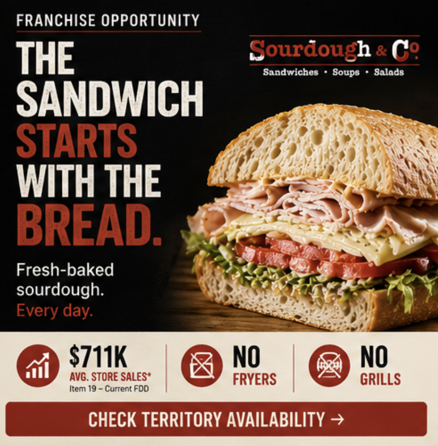 Sourdough & Co. territory availability and franchise opportunity graphic