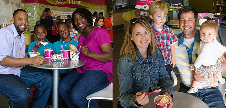 Families enjoying Menchie's frozen yogurt together