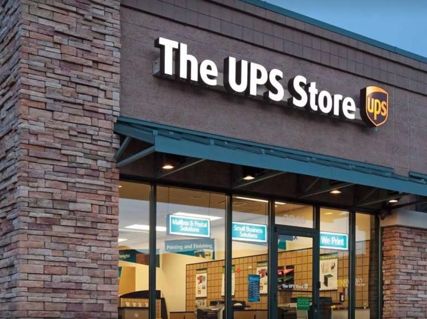 The UPS Store storefront sign and entrance